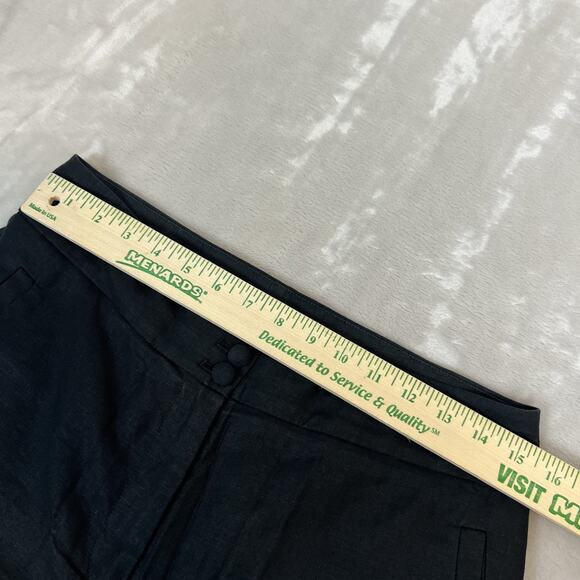 Sezane Pants Womens FR 40 US 8 Black Linen Blend High Rise Wide Leg Trouser - Picture 8 of 14